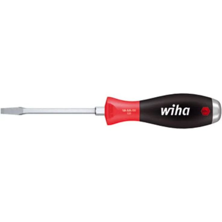 Wiha Schraubendreher SoftFinish Schlitz mit durchgehender Sechskantklinge und massiver Stahlkappe (03228) 8,0 mm x 150 mm, für gezielte Hammerschläge, Schlagen und Meißeln, Sechskantansatz zum Lösen von festsitzenden Schrauben – Bild 1