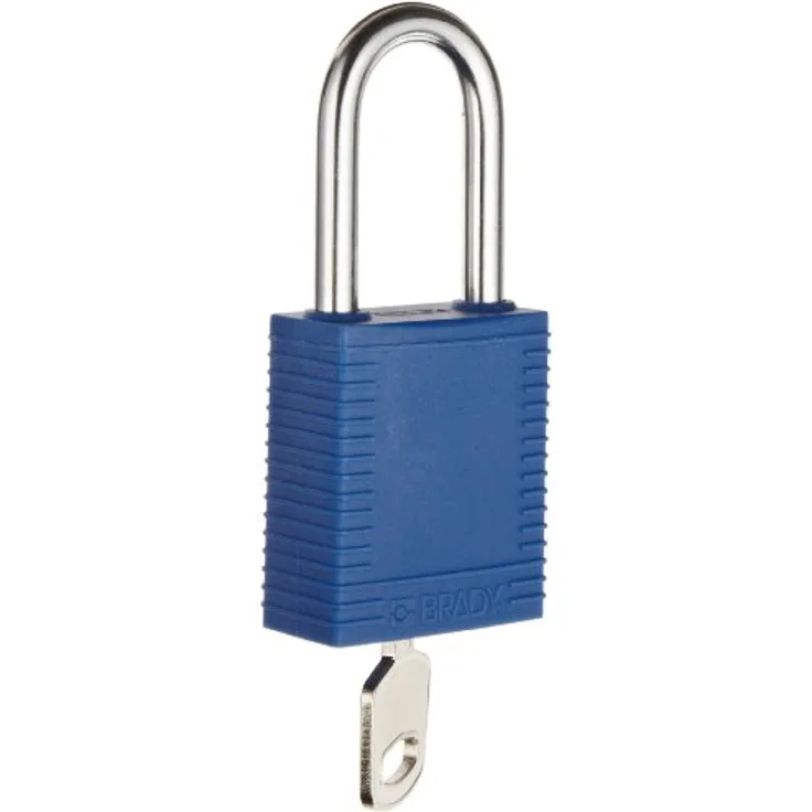 Brady, Sicherheitsschloss mit Stahlbügel, Blau, 38mm Bügelhöhe, 6,5mm Bügeldurchmesser Keyed Different 6er Pack 051344
