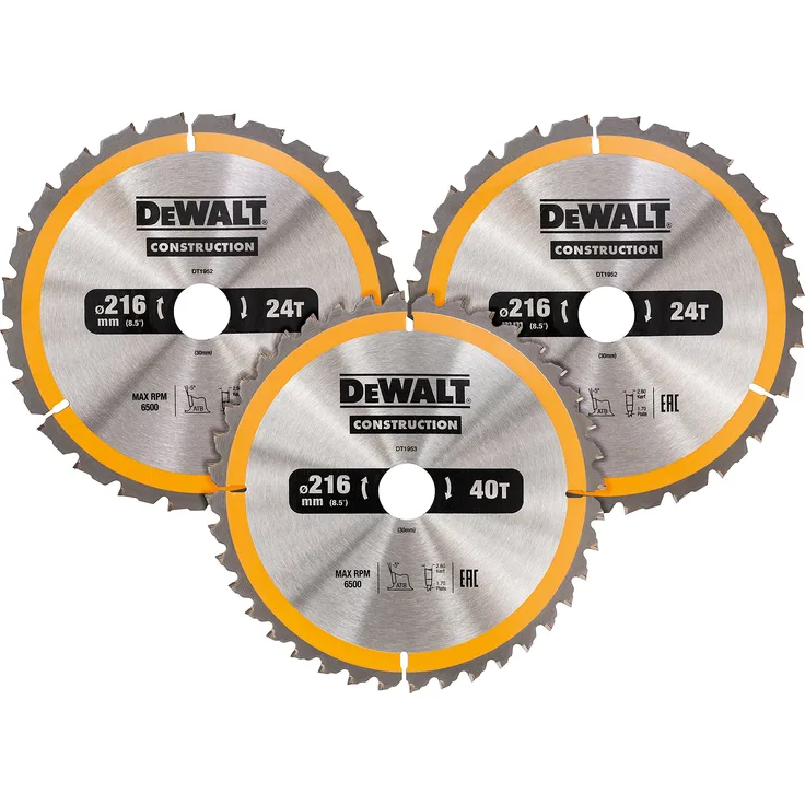 DeWalt DT1962-QZ Kreissaegeblatt-Set 3-tlg. Stat, silber-gelb-schwarz