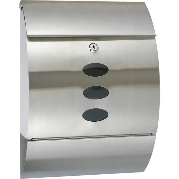 Haushalt International Briefkasten aus Edelstahl mit Zeitungsfach,30x12x40 cm
