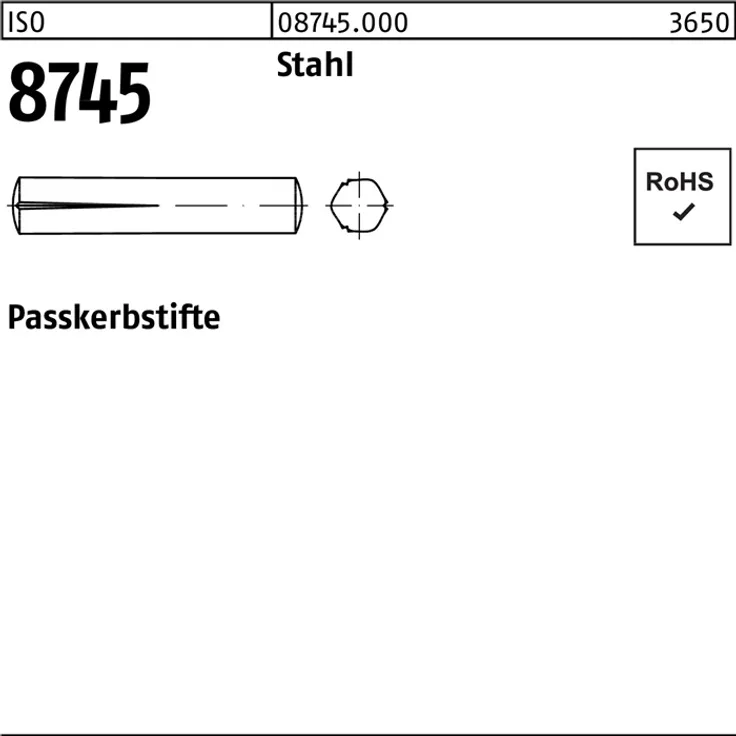 DIVERSE Passkerbstift ISO 8745 3 x 14 Stahl ISO 8745
