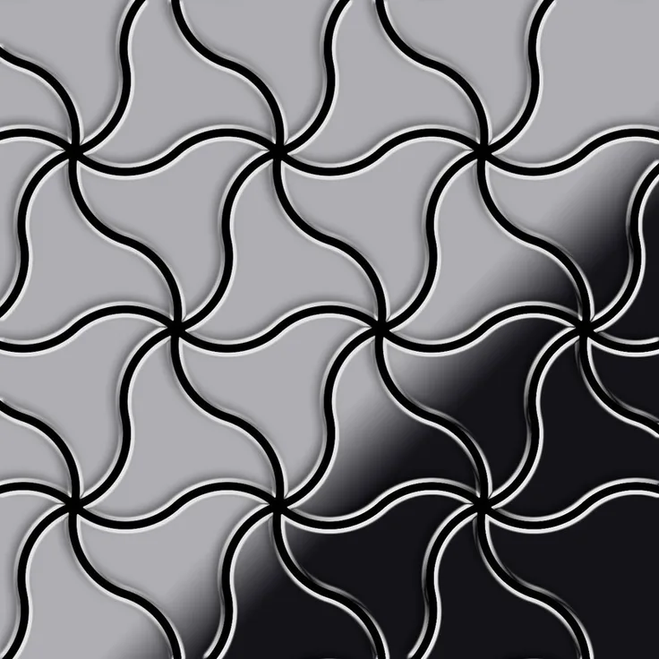 Alloy Mosaik Fliese massiv Metall Edelstahl hochglänzend in grau 1,6mm stark Ninja-S-S-M Designed by Karim Rashid 0,67 m2