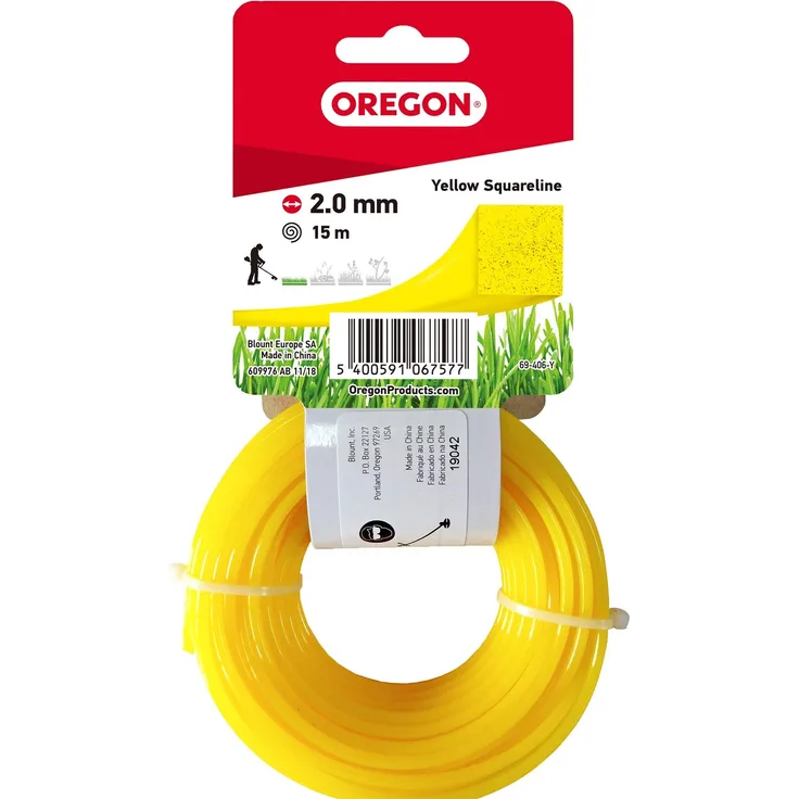 Oregon 69-406-Y Rasentrimmerfaden Draht für Rasentrimmer und Freischneider, 2,0 mm x 15 m, Gelb