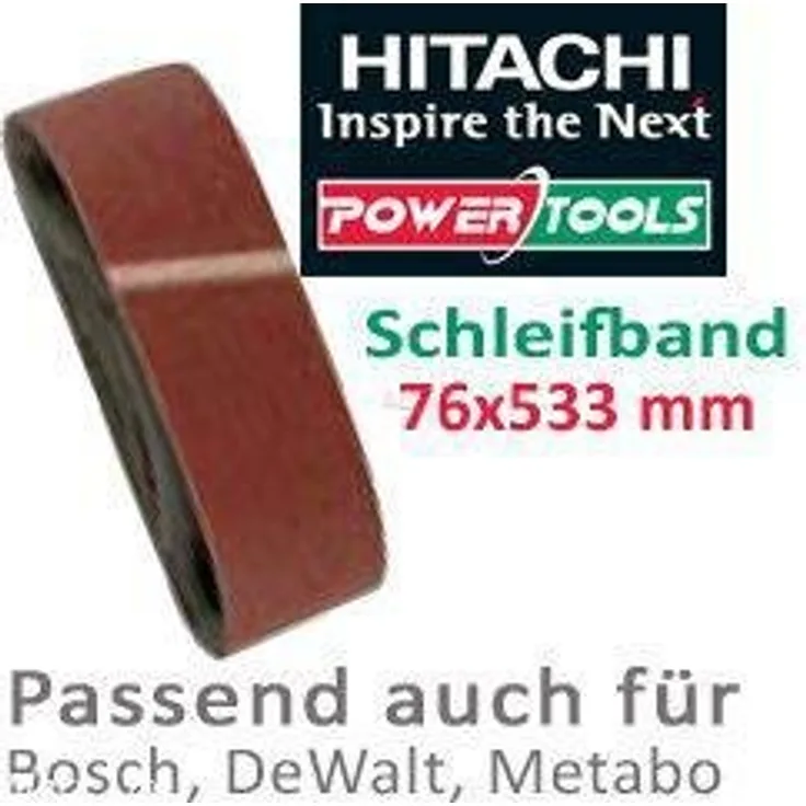 Hitachi – 753243 – Schleifpapier Schleifbänder 76 x 533 mm Körnung 80 (5)
