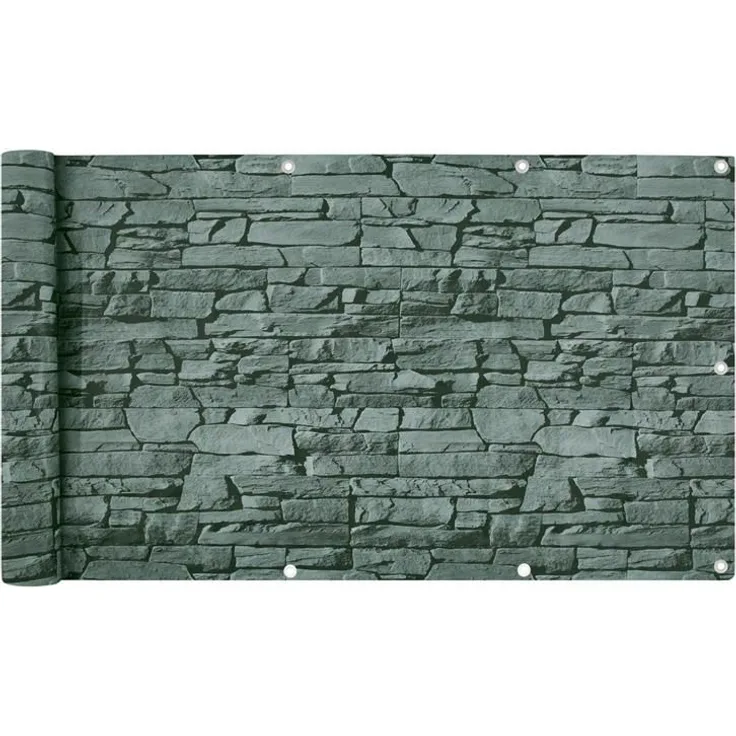 Balkonsichtschutz Sichtschutz Balkonbespannung Balkonverkleidung 6 Meter Balkon Schiefer-Optik 75x600cm