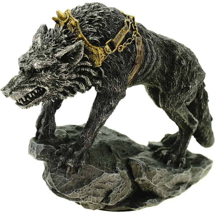 Germanischer Fenriswolf in Ketten 13 cm Figur Asgard Skulptur Wolf Nordische Mythologie