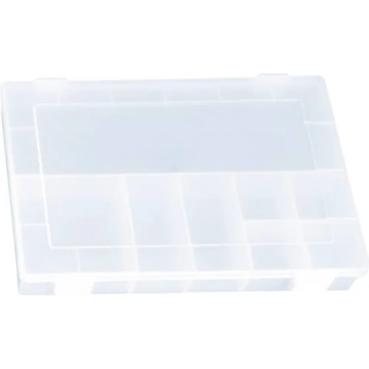 hünersdorff Sortimentskasten: stabile Sortierbox (PP) mit fester Fachaufteilung (8 Fächer), Sortierkasten-Maße: T225 x B335 x H55 mm, Made in Germany