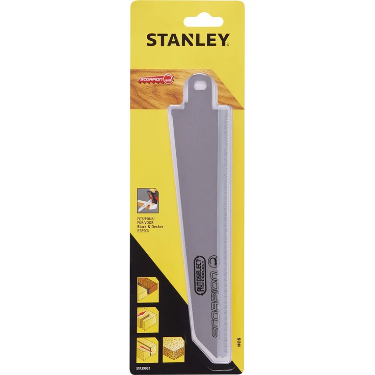 Stanley STA29962-XJ Hand-Sägeblatt HCS (Universalsäge passend für Autoselect Scorpion Säge von Black+Decker, 200mm Schnittlänge, für Hartholz, Weichholz und Spanplatten)