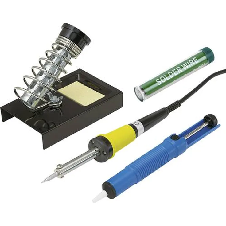 Basetech ZD-30B Lötkolben-Set 230V 30W Bleistiftform inkl. Lötzinn, inkl. Ablage, inkl. Entlötsaugpumpe, inkl. Lötsp-2
