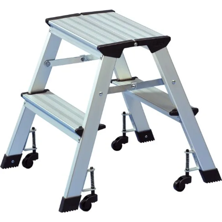 Wedo 2151 Mobile Trittleiter (aus AluMinium, (mit Rollen Tragkraft 150 kg, silber
