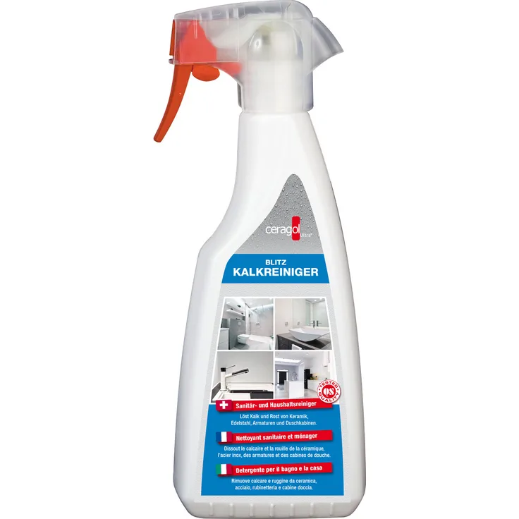 ceragol ultra Blitz Kalkreiniger - Kraftvoller Sanitär-Reiniger und Kalklöser, 500ml Spray