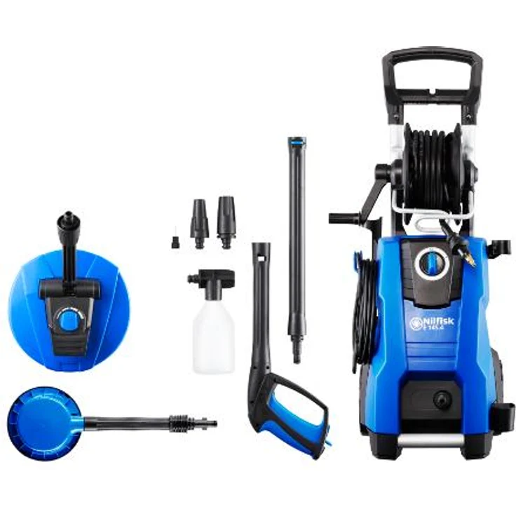 Nilfisk E 145 bar Hochdruckreiniger mit Induktionsmotor inkl. Patio Cleaner Flächenreiniger und rotierende Bürste