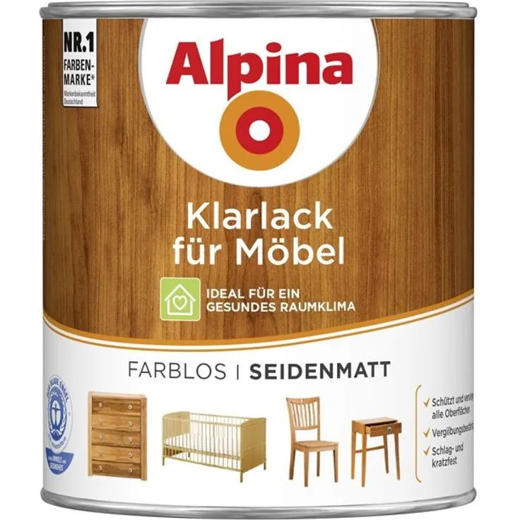 Alpina Klarlack für Möbel 750 ml, farblos, seidenmatt