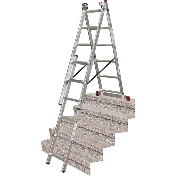KRAUSE Corda Vielzweckleiter - 3x6 Sprossen, mit Treppenfunktion, 4,55 m Arbeitshöhe