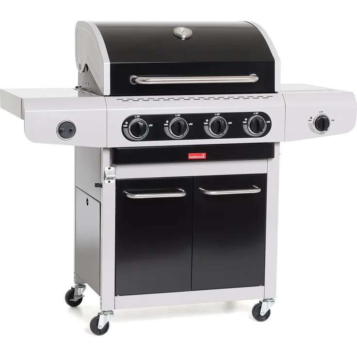 Barbecook Gasgrill-wagen mit Deckel und Grill-thermometer leistungsstark 14kW, schwarz, 132x55,7x118,8 cm