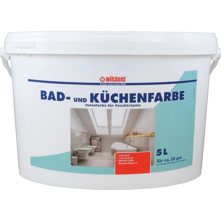Wilckens - Wilckens 5l Bad- & Küchenfarbe Weiß Innenfarbe Badfarbe Schimmelschutz - weiß