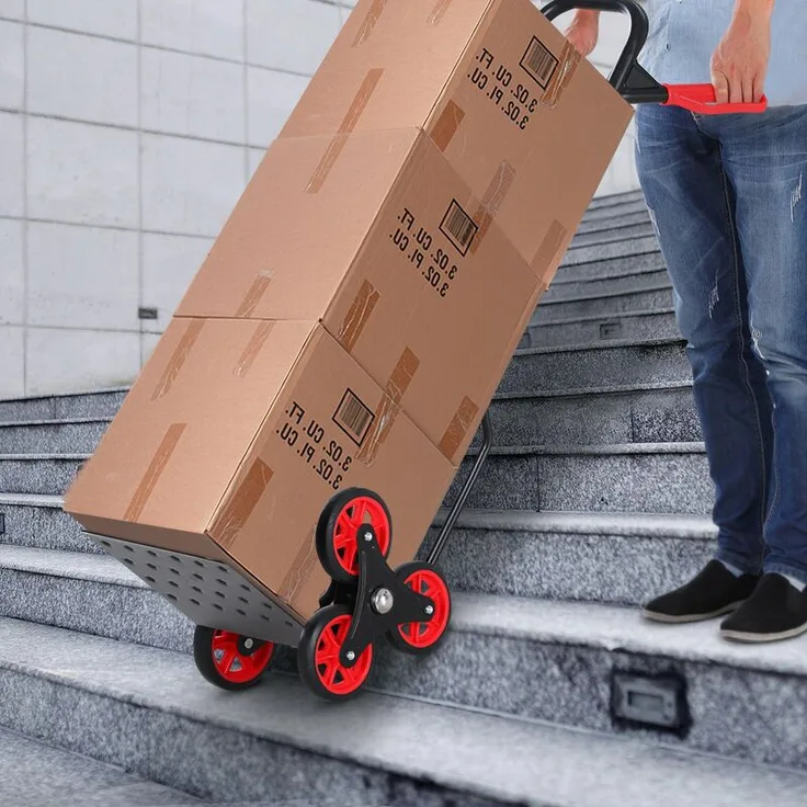  Treppensteiger 150 kg Sackkarre Transportkarre Griff höhenverstellbar Klappbar Stahl 45 x 60 x 109 cm - schwarz - Durhand