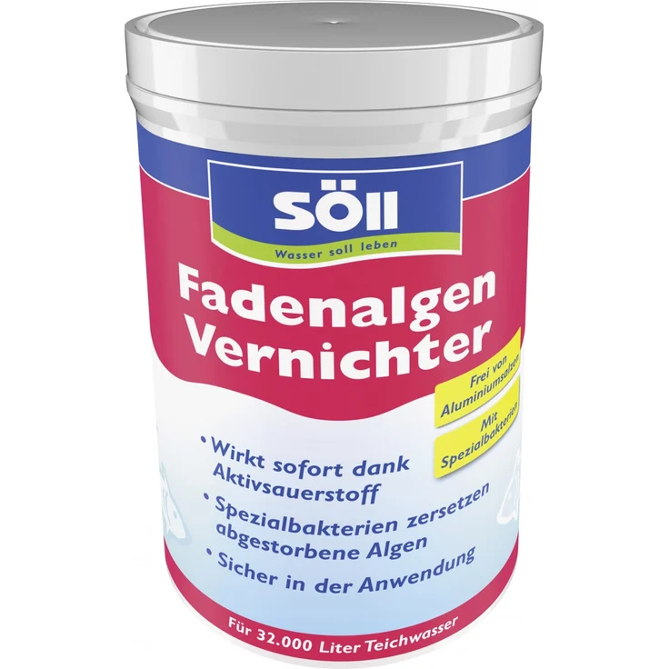 Söll 11609 FadenalgenVernichter mit Aktivsauerstoff 1 kg - hochwirksamer Fadenalgenentferner mit Sofortwirkung vernichtet Fadenalgen im Pflanzenteich Naturteich Schwimmteich Fischteich Koiteich – Bild 1