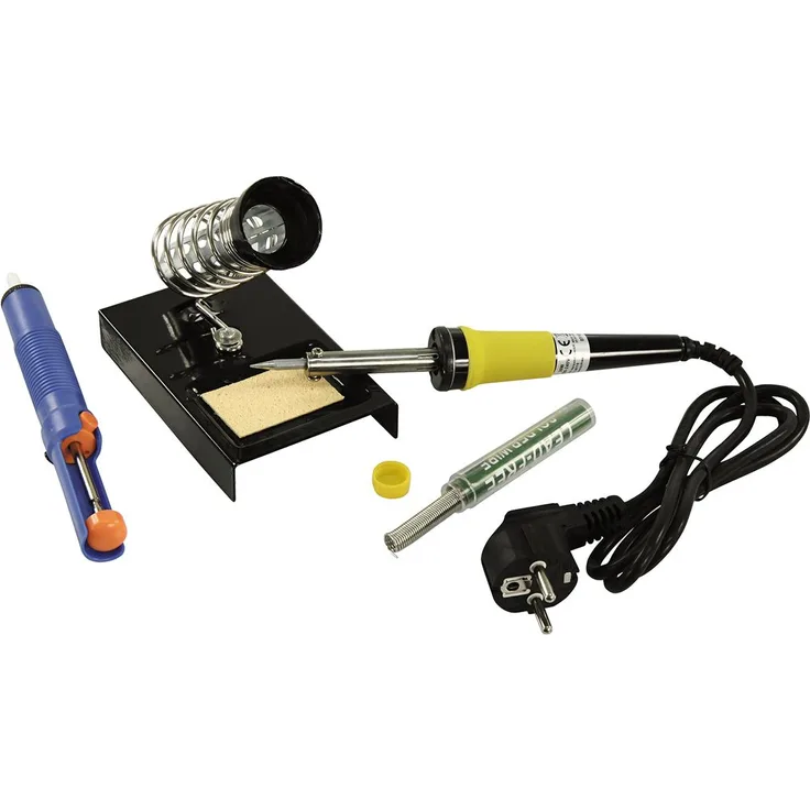 MCPOWER Löt-Set LS-303, 230 V, 30 W-Lötkolben, Entlötpumpe, Ständer, Lötzinn