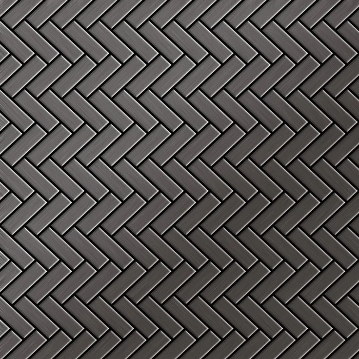 Alloy Mosaik Fliese massiv Metall Titan gebürstet in dunkelgrau 1,6mm stark Herringbone-Ti-SB 0,85 m2