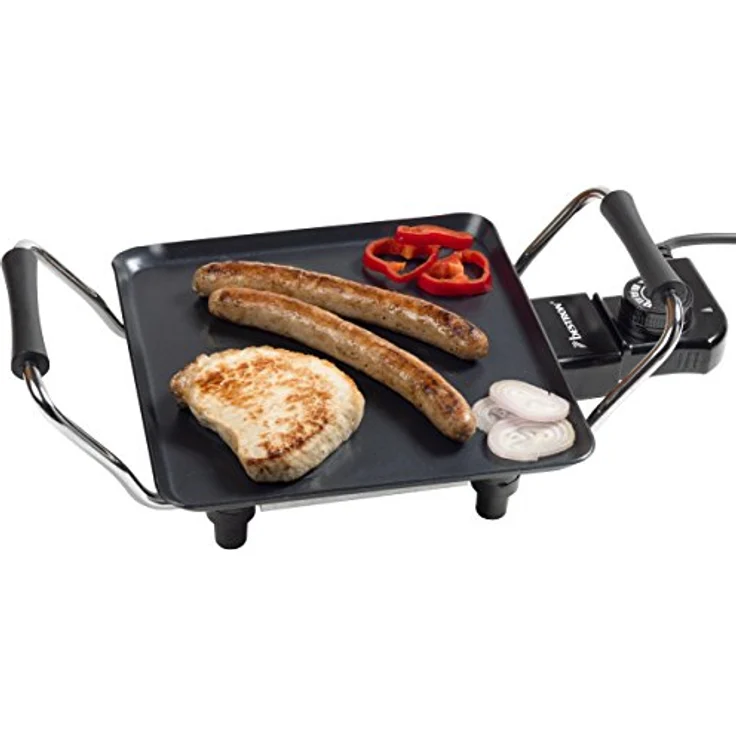 Bestron Elektrische Plancha-Teppanyaki-Grillplatte klein mit Antihaftbeschichtung, 1000 W, Schwarz – Bild 1