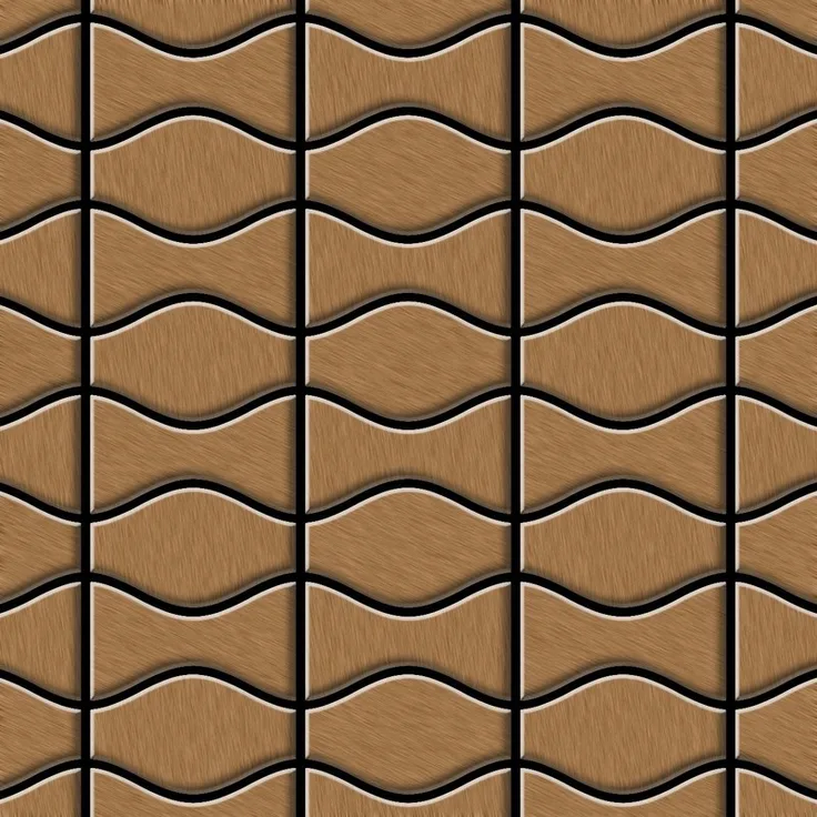 Mosaik Fliese massiv Metall Titan gebürstet in kupfer 1,6mm stark ALLOY Kismet & Karma-Ti-AB Designed by Karim Rashid 0,86 m2
