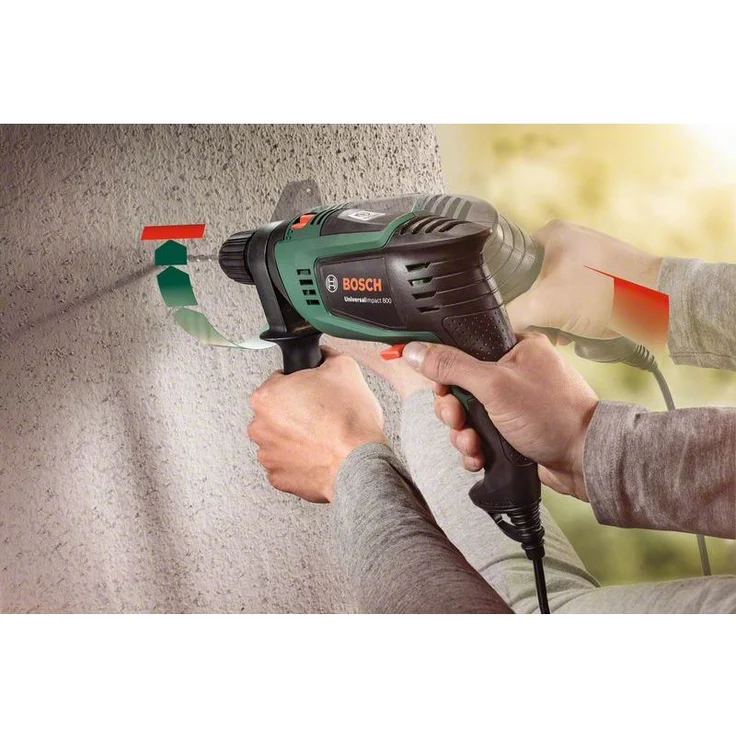Bosch Schlagbohrmaschine UniversalImpact 800, 0603131100 - 800 Watt, 3.000 U-min, 46.500 Schläge-min, Zusatzhandgriff, Tiefenanschlag, Transportkoffer – Bild 4