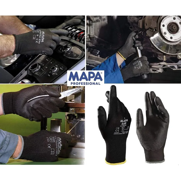 MAPA Professional Ultrane 548 â€“ Dünne Polyurethan-Arbeitshandschuhe für mechanischen Schutz in der Automobil-, Elektronik, Kosmetik und Pharmaindustrie, schwarz, Größe 9 (1 Paar), Schutzhandschuhe