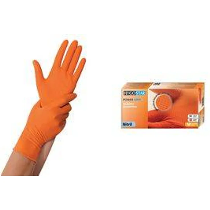 HYGOSTAR Nitril-Handschuh POWER GRIP, S, orange, puderfrei