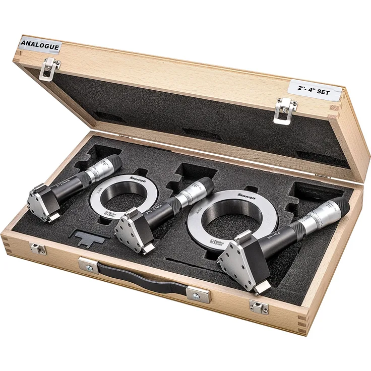 Starrett S78 X TFZ Bohrung Gauge Set, 5,1 10,2 cm Range, W-3 Point Hartmetall Kontakt, Anzahl der Köpfe: 3, Anzahl der Ringe: 2