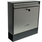 BURG-WÄCHTER, Edelstahl-Briefkasten-Set, A4 Einwurf-Format, Verzinktes Stahlgehäuse mit Edelstahl-Tür, Edelstahl, Oxford-Set 61490 B+S, Mattschwarz