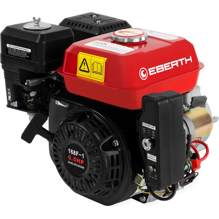 6,5 PS Benzinmotor mit Ölbadkupplung (E-Start, 20 mm Wellendurchmesser, Ölmangelsicherung, 1 Zylinder, 4-Takt, luftgekühlt, Seilzugstart) Standmotor