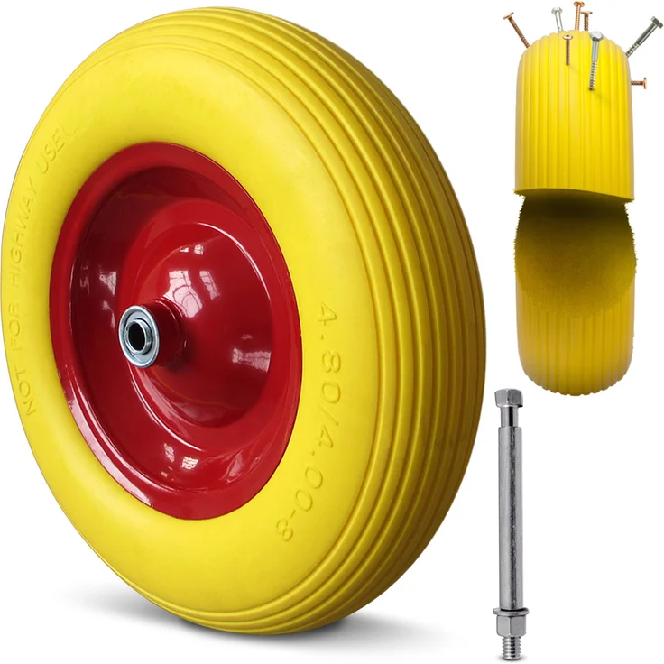 Schubkarren Rad Ersatzrad PU Gartenkarre 4.80/4.00-8 D 390mm 200 kg Schubkarrenreifen Achse Felge PU-Schaum – Bild 1