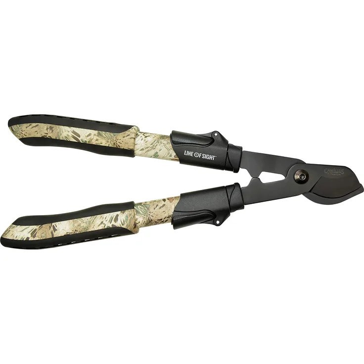 Camillus LINE of Sight Teleskop Astschere, 6,5 cm Titanium Non-Stick Stahlklingen, PRYM1 Griff, schwarz-Tarnfarben, 49,6-64,8 cm