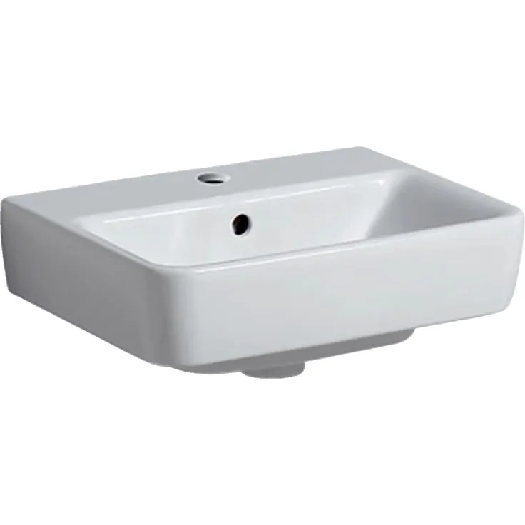 Geberit Renova Plan, Aufsatz-Handwaschbecken , 45x34 cm, 1 Hahnloch, mit Überlauf, 501718, Farbe: Weiß - 501.718.00.1