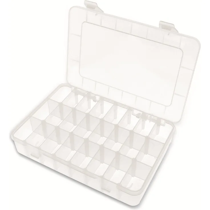 Sortimentsbox, 200x135x38, 24 Fächer, variabel, PP, transparent