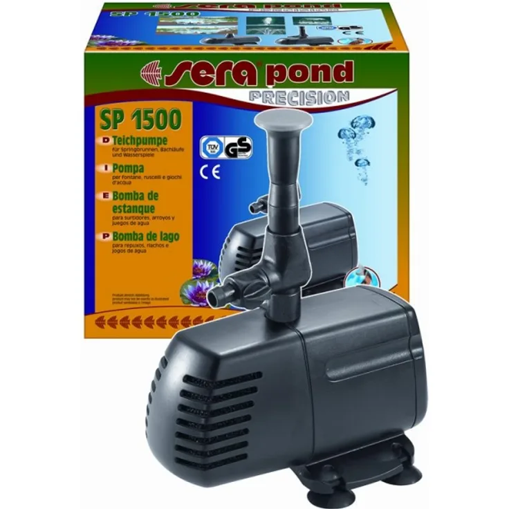 sera 30058 pond SP 1500 Teichpumpe (1.650 l/h bei 50 Watt mit Hmax 1,8 m) für kleine Filtersysteme und als Springbrunnenpumpe im Teich geeignet
