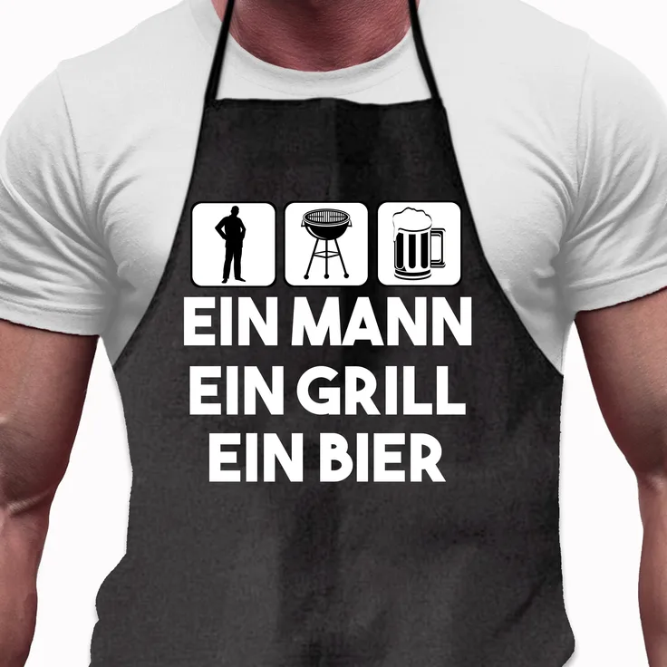 Grillschürze - Ein Mann - Ein Grill - Ein Bier, Lustiges Geschenk für Männer und Grillmeister