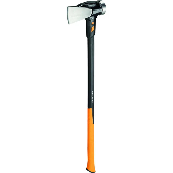 Fiskars Spaltaxt IsoCore XXL zum Spalten von Stammstücken oder zum Eintreiben von Keilen, Länge: 91 cm, Gewicht: 5,22 kg, Schwarz-Orange, 1020220