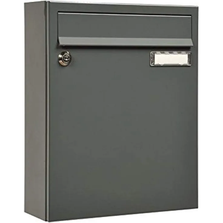 MEFA Briefkasten Sonate 133 grau (Postkasten + Namensschild, beschichteter Stahl, 33 x 26 x 100 cm) 133310