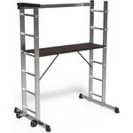 Alu Leitergerüst 3 in 1, Arbeitsbühne bis 150KG Belastbar, 2x6 Sprossen - Vounot