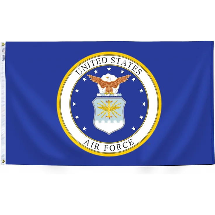 Annin Flagmakers Model 439010 U.S. Airforce Military Flag 3x5 ft. Nylon SolarGuard NYL-Glo 100% Made in USA to Official Specifications. Officially Licensed Manufacturer.