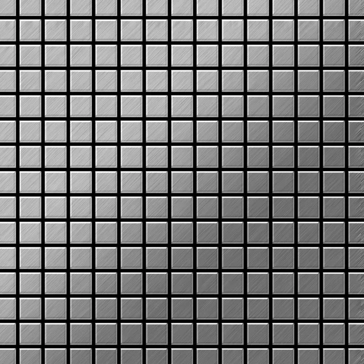 Mosaik Fliese massiv Metall Edelstahl gebürstet in grau 1,6mm stark ALLOY Mosaic-S-S-B 1,04 m2
