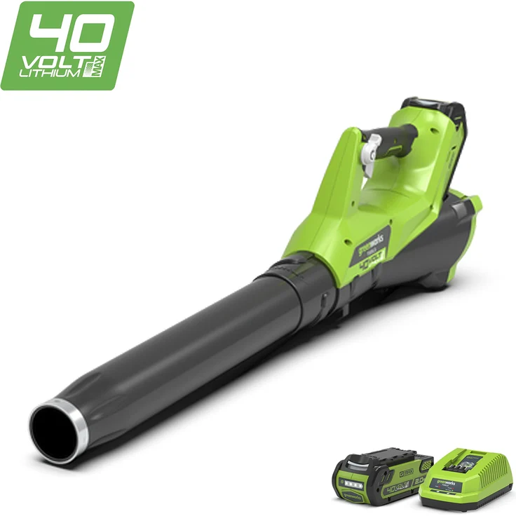 Greenworks 40V Akku-Axial-Laubbläser inklusive 2Ah Akku mit Ladegerät - 2400807UA – Bild 1