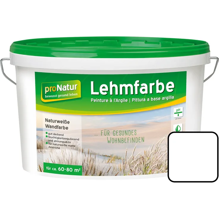 Pronatur - Pronatur Lehmfarbe Naturweiß 10 l, weiss - weiß