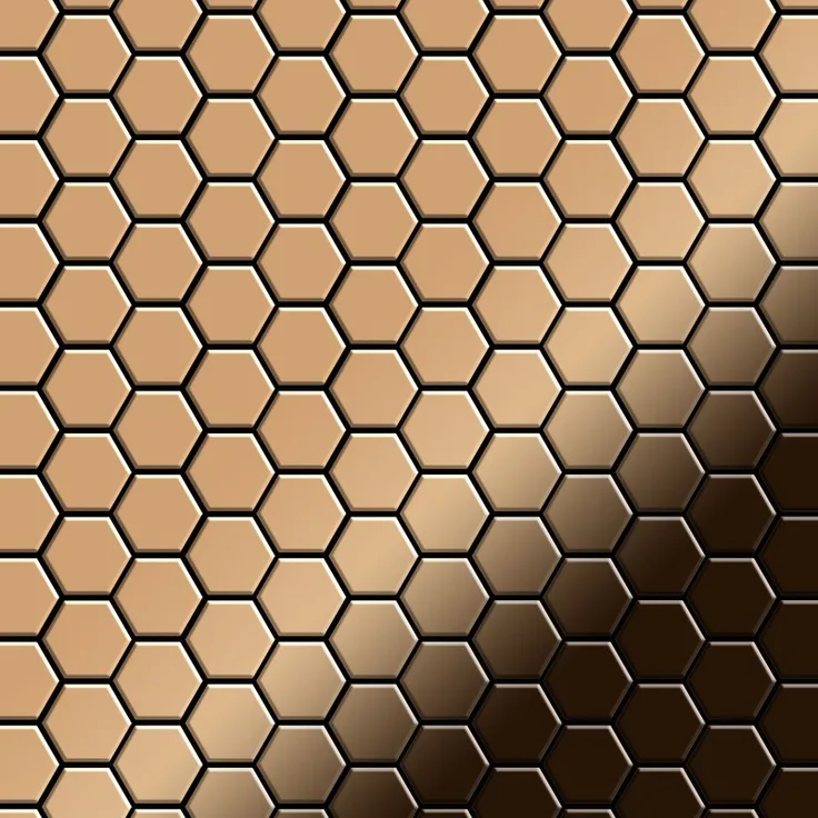 Mosaik Fliese massiv Metall Titan hochglänzend in kupfer 1,6mm stark ALLOY Honey-Ti-AM 0,92 m2