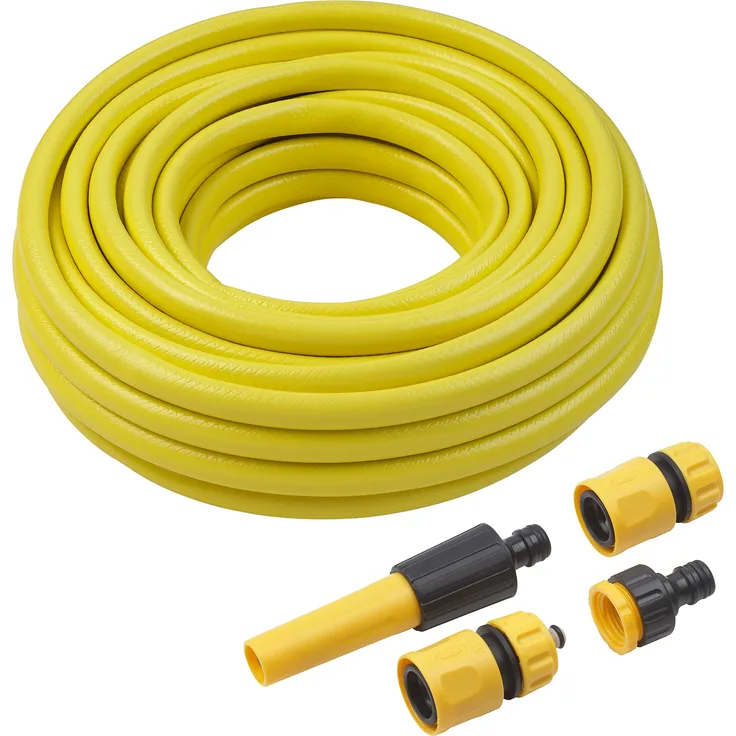 Meister Schlauch Kreuzgewebe, 12,7 mm (1-2 Zoll) - 20 m Länge - Inkl. Armaturen - Zur Bewässerung kleiner Flächen - Trittfest & Abriebfest - UV-beständig - Gartenschlauch - Wasserschlauch - 9926280