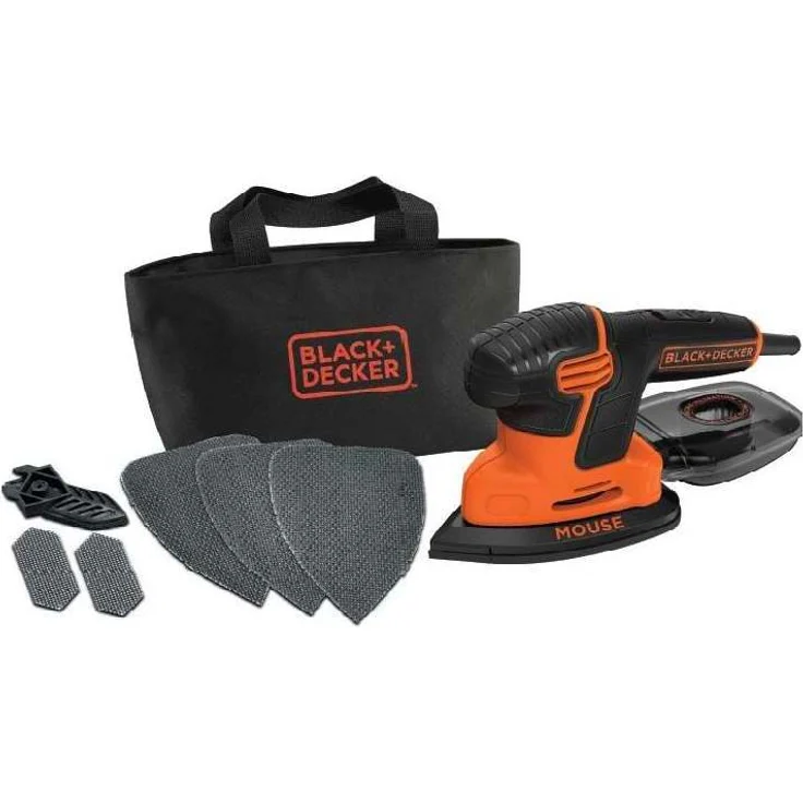 Black+Decker Dreieckschleifer Mouse KA2000 ? Kraftvolle Schleifmaschine mit Staubfangbehälter inkl. Mikrofilter ? Für das Abschleifen selbst an schwer zugänglichen Stellen ? 1 x Schleifer 120 W – Bild 2