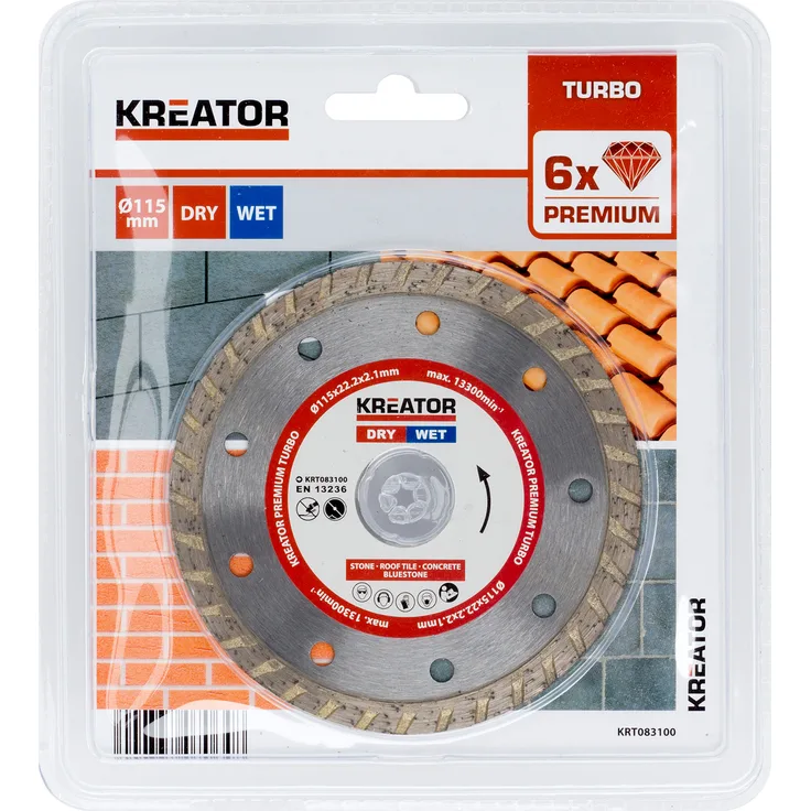 Premium Diamant Trennscheibe Durchmesser 115 x 22,2 x 2,1 mm Trocken Nass Beton Stein