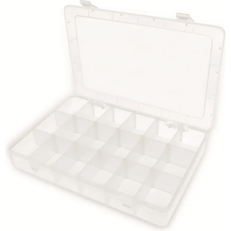 Sortimentsbox, 275x182x43, 18 Fächer, PP, transparent